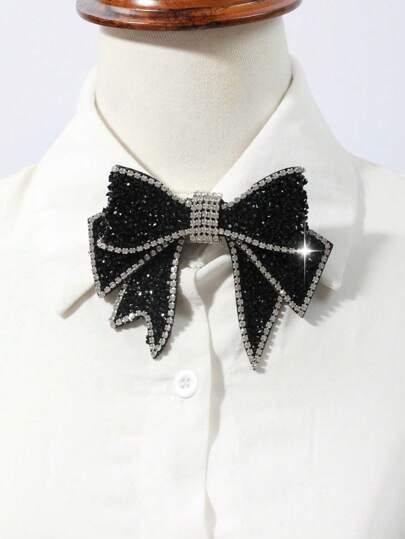 1pc Women Rhinestone Decor Glamorous Bow Tie For Party Accessories Women Valentine's Day Valentines