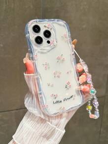 1 pezzo Bracciale/cordino decorativo floreale trasparente compatibile con custodia per iPhone, resistente ai graffi e antiurto, impermeabile - Trasparente - Visualizzare 4