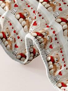 1入組卡通熊印花刷毛床單，適用於夫妻，印花床巾，寢具（枕套不包括） - 彩色 - 查看 6