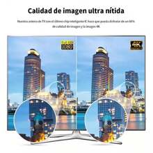 Antena de TV para Interiores, Antena de TV Digital - Compatible con televisores Inteligentes 4K 1080p y Todos los televisores Antiguos - Amplificador de Cable Coaxial HDTV de 10 Pulgadas - Negro - Ver 6