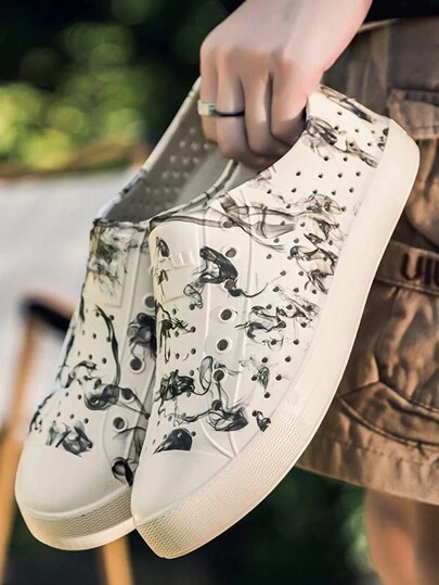 女士印花镂空透气休闲凉鞋，舒适百搭度假沙滩鞋，雨天晴天时尚，情侣款，多种选择