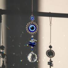 1 pieza Atrapasoles con ojos malignos con bolas de prisma de cristal para colgar en la ventana, decoración atrapasoles, adorno de ojos azules, creador de arcoíris, adorno colgante para el hogar, jardín, amuleto, artesanía, regalo