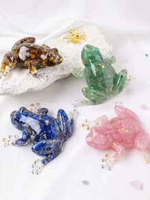 1入頭雕蟾蜍樹脂水晶裝飾品，治療水晶飾品，口袋禮物，母親節禮物 - 青蛙 - 查看 4