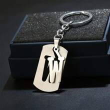 1pc Stainless Steel Letter Charm Key Chain Letters Keychain Men Keychain Couple Gift Jewelry Car Key Ring,A-Z Letter Double Layer Keychain,Simple Letter Jewelry Accessories,Tag Key Chain Ring Bag Backpack Charm Women Men(Keychain Style Random) - Silver - View 36