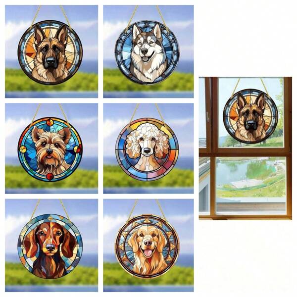 1pc Pet Dog Acrylic Wall Decor, Car Rearview Mirror Pendant, Car Interior Pendant, Festival Decorations, Holiday And Birthday Gifts, Siberian Huskie, Yorkshire Terrier, Poodle, Dachshund, German Shepherd, Golden Retriever, Multiple Pet Dogs To Choose From (With Chain), Home Decor, Room Decor, Wall Decor Graduation