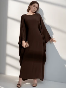 One Breathable & Skin-Friendly Fabric Batwing Sleeve Abaya With Waist Belt For Women's Daily Wear Soft Hijab,Women Veil - Multicolor - View 15