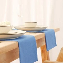 12pcs Solid Color Cloth Napkins, Washable Cotton Table Napkin For Household Dining Fall Autumn Decor Wedding Hotel 45*45cm - 淺藍色 - 查看 6