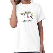 Life Is Crap Womens Graphic Tee Shirt Funny Ice Skating Fail Sarcastic Unlucky Sports Humor Hilarious Relatable Joke Ladies Casual Fashion Cotton Printed Short Sleeve Crewneck Tshirt - 白色 - 查看 1