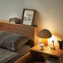 Lámpara de mesa USB con interruptor táctil de luz nocturna de setas de madera, de nogal y madera de haya cálida y atenuable, ideal para habitación o mesilla de noche