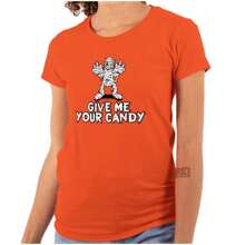 Funny Halloween Mummy Give Me Candy Womens T Shirt Ladies Tee