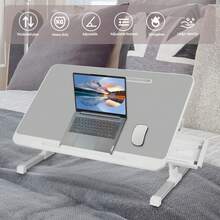 Bed Table Tray | Portable Laptop Bed Tray With Folding Legs | Multifunctional Laptop Bed Tray Table, Grey Eating Bed Trays With Storage Drawer For Reading And Writing - Light Grey - View 7