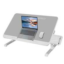 Bed Table Tray | Portable Laptop Bed Tray With Folding Legs | Multifunctional Laptop Bed Tray Table, Grey Eating Bed Trays With Storage Drawer For Reading And Writing - Light Grey - View 2