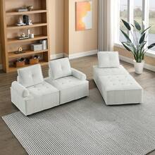 LZ Home L-Shape Modular Sectional Sofa, Diy Combination - White - View 4