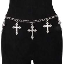 1pc Cross Waist Chain Belt, Versatile Punk Gothic Fashion Waist Accessoriessummer School Fall, Autumn, Gifts