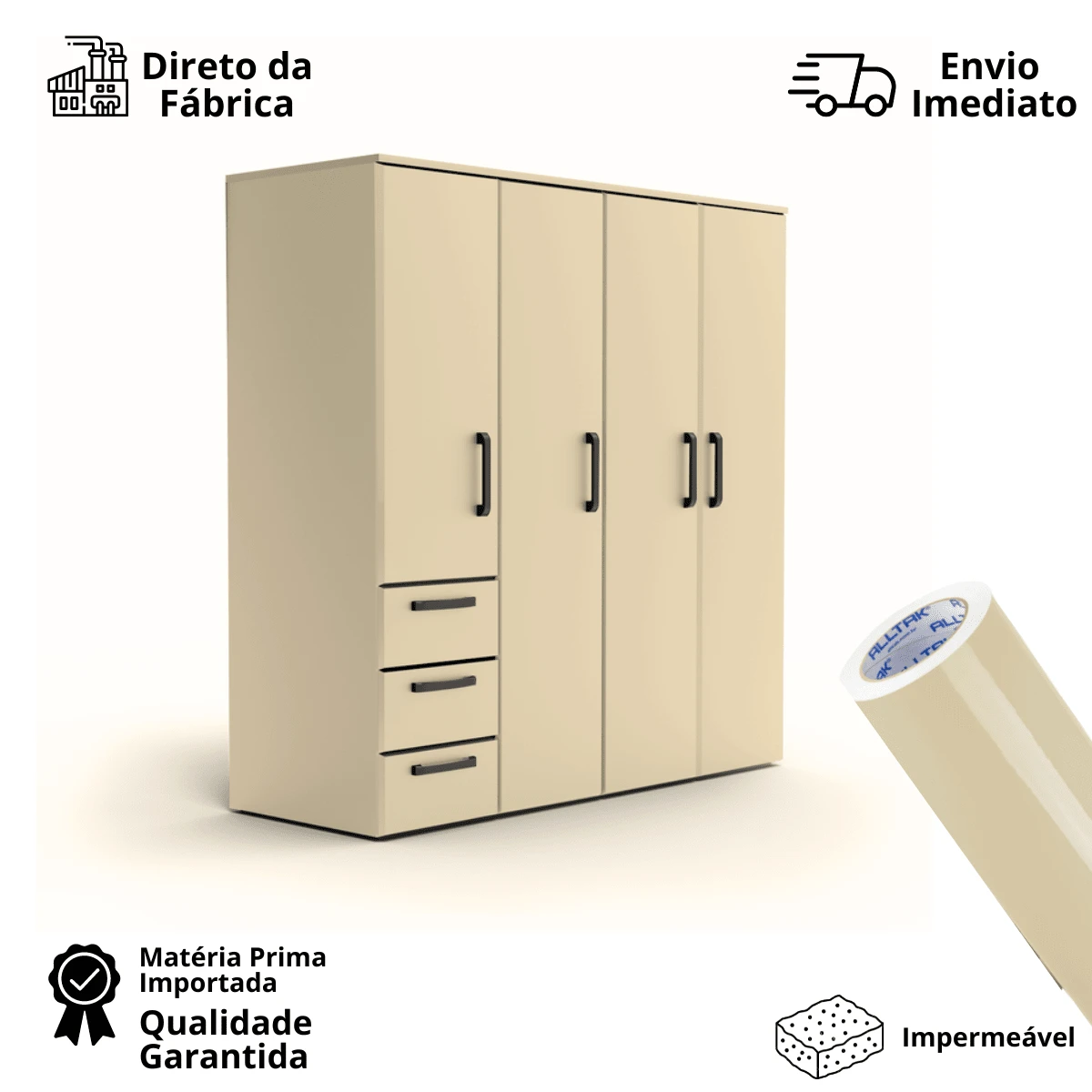 Adesivo envelopamento LACA BEGE, CREME - Bege - Visão 1
