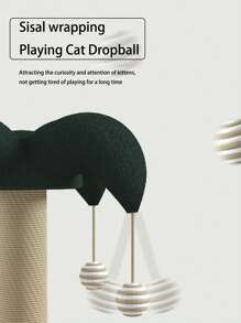 1pc Cat Climbing Tree With Sisal Scratching Post And Solid Wood Frame,  Rope And Sisal Scratching Board, Cat Toy