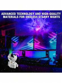 1入組太空人投影儀，星空投影儀，兒童夜燈，臥室燈光投影儀，星雲天花板LED燈，附遙控器