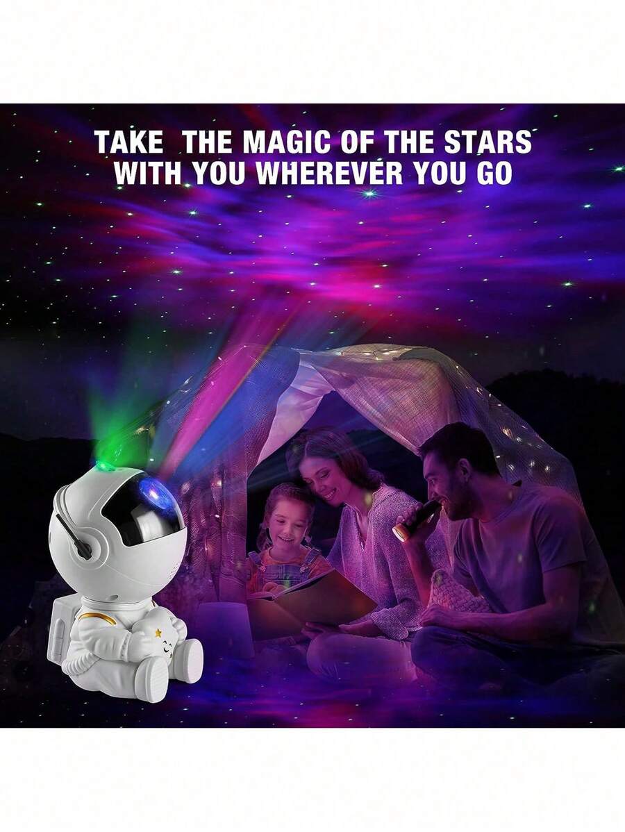 1入組太空人投影儀，星空投影儀，兒童夜燈，臥室燈光投影儀，星雲天花板LED燈，附遙控器