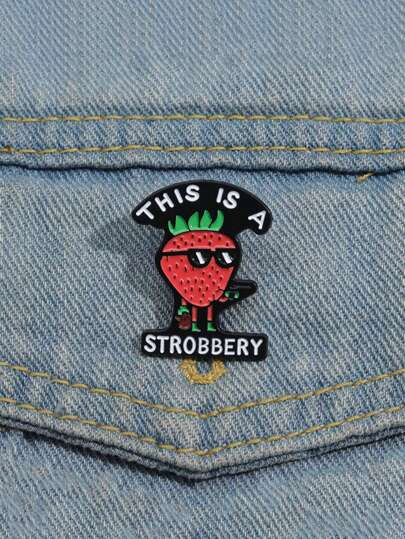 1pc Creative & Fun 'This Is A Strobbery' Sunglasses Strawberry Shaped Cartoon Brooch Pin, Fashion Jewelry Suitable For Men And Women To Wear With Clothes And Backpacks On A Daily Basis
