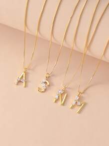 1 Fashionable Stainless Steel Necklace With 26 Female Initials As A Birthday Gift For Women's Copper Zirconia Crystal Jewelry