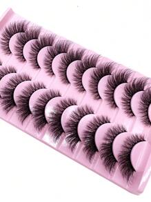 10pairs/Set Soft Fluffy Curly Cat Eye 3D Faux Mink Eyelashes, Handmade Natural False Eyelashes For Makeup, Thick Style Strip Lashes, Lashes, Eyelashes, Fake Lashes - Cat Eye Lashes - View 4