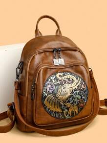 Mochila de cuero suave multifuncional, nuevas mochilas vintage para mujer, bolsos de hombro de viaje, bolsos escolares para damas - Marrón - Ver 3