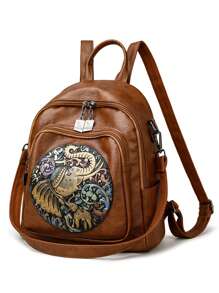 Mochila de cuero suave multifuncional, nuevas mochilas vintage para mujer, bolsos de hombro de viaje, bolsos escolares para damas - Marrón - Ver 6