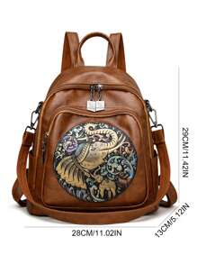 Mochila de cuero suave multifuncional, nuevas mochilas vintage para mujer, bolsos de hombro de viaje, bolsos escolares para damas - Marrón - Ver 4