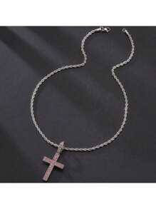 1 件冰晶 CZ 经典迷你吊坠项链嘻哈珠宝男士带不锈钢绳链 - 金色 - 查看 9