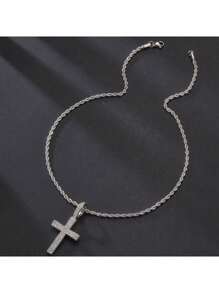 1 件冰晶 CZ 经典迷你吊坠项链嘻哈珠宝男士带不锈钢绳链 - 金色 - 查看 1