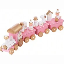 Meching Winter Wonderland Wooden Mini Train Set, Suitable For Christmas Party Decoration, Pink Under Trees,The Actual Object Shall Prevail - Pink - View 3