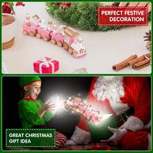 Meching Winter Wonderland Wooden Mini Train Set, Suitable For Christmas Party Decoration, Pink Under Trees,The Actual Object Shall Prevail - Pink - View 7