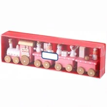 Meching Winter Wonderland Wooden Mini Train Set, Suitable For Christmas Party Decoration, Pink Under Trees,The Actual Object Shall Prevail - Pink - View 4