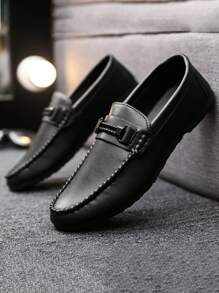 2025 Spring Men's Business Casual Fashion Korean Style Leather Loafers, Soft Bottom Slip-On Driving Shoes (The Loafers Run Small, Big-Footed Wearers Are Advised To Buy 1 Size Up)