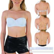 Women's Padded V-Neck Convertible Strap Push Up Bras - 3 Pack: Clear Convertible Straps - View 7