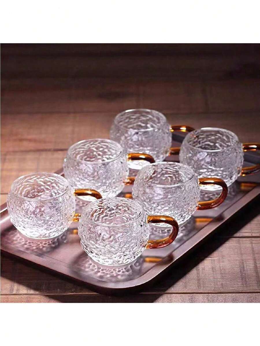 12/6/4/2 件玻璃玫瑰功夫茶杯，容量 120 毫升，耐热，适用于厨房、客厅、办公室、聚会、礼物 - 無色 - 查看 1