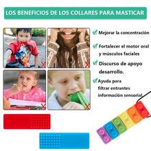 Collar De Masticación Sensorial Mordedera Para Niños 3 Piezas,juguetes para masticar para niños,Bloques de construcción de arcoíris, palitos para masticar,Palitos para la dentición del niños,hecha de silicona de grado alimenticio para motor oral niños y niñas - Multicolor - Ver 6