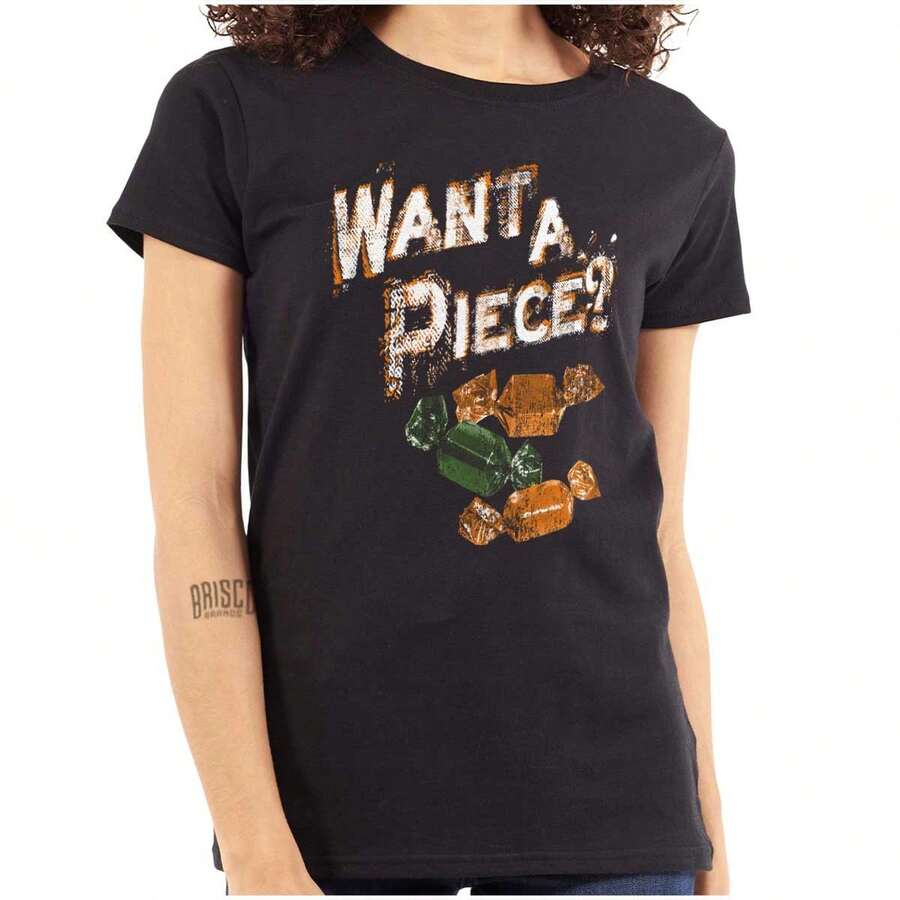 Want A Piece Halloween Innuendo Womens T Shirt Ladies Tee