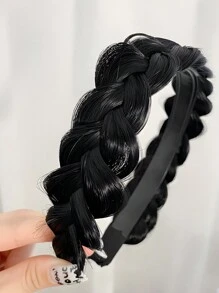 Elegant Bohemian Style Braided Wig Headband, Non-Slip Teeth Design, Hair Accessory For Girl