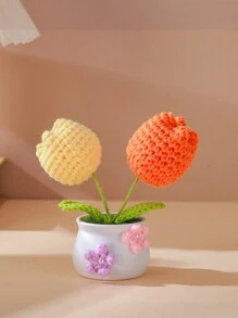 Bolicedar [Sản phẩm được chọn] Hoa nhân tạo dệt kim đã hoàn thiện Hoa dệt tay Mô phỏng thủ công Sợi hoa móc Trang trí hoa hướng dương, Đồ trang trí hoa hồng nhiều màu, Đồ trang trí bàn hoa huệ hạnh phúc của thung lũng. Thích hợp để sưu tầm và trang trí máy tính để bàn, quà tặng ngày lễ ý nghĩa, quà tặng thủ công độc đáo, đồ thủ công, băng dính hai mặt miễn phí - ưa thích - Xem 3