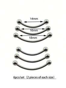 4pcs/Set 1.2mm Diameter Stainless Steel Tongue Piercing Jewelry, Curved Barbell Piercing For Tongue, Lip And Eyebrow, Banana Bells Suitable For Daily Wear