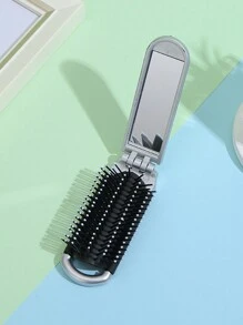 1 Pc Mini Portable Girl's Comb For Outdoor, Lightweight Bifold Travel Comb With Mirror