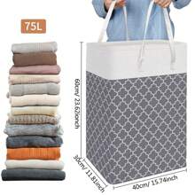 1buc Gri 45l Coș de depozitare haine murdare pliabil cu material textil, coș de rufe pentru colectarea hainelor și depozitare pantaloni pantofi blugi cizme fustă coș de rufe, coș de spălat Organizator de baie, coș, coș de depozitare, coș de rufe pliabil