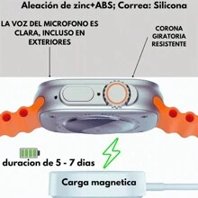 Reloj inteligente 7+1, viene con 7 correas, monitoreo de salud, carga inalámbrica, llamadas Bluetooth, reloj inteligente, control de voz - Multicolor - Ver 4