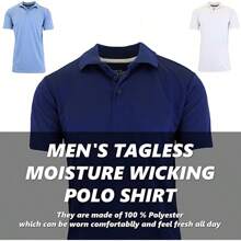 5-Pack Men's Short Sleeve Moisture Wicking Performance Polo Shirts - Black - Navy - Grey - Light Blue - White - View 2