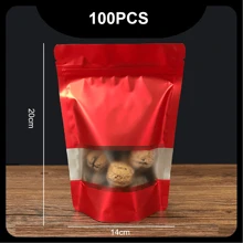 100入組彩色窗口自封袋，具鋁箔和封口夾，可用於包裝零食、茶和禮品，適用於禮品袋派對廚房 - 多色 - 查看 27