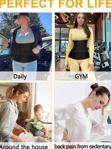 Của phụ nữ Huấn luyện viên vòng eo Thể dục Eo Giảm béo Kẹp , Thoáng khí Đai nịt bụng , Kiểm soát bụng Áo Shapewear - màu đen - Xem 6