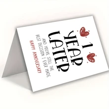 1 张新年贺卡，适合女朋友男朋友（6.5*4.5 英寸），适合他/她的第一个结婚周年纪念卡，适合妻子丈夫的第一个结婚周年纪念礼物，适合家人、男朋友女朋友（带信封）、圣诞节