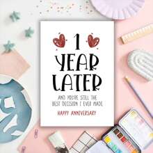 1 张新年贺卡，适合女朋友男朋友（6.5*4.5 英寸），适合他/她的第一个结婚周年纪念卡，适合妻子丈夫的第一个结婚周年纪念礼物，适合家人、男朋友女朋友（带信封）、圣诞节