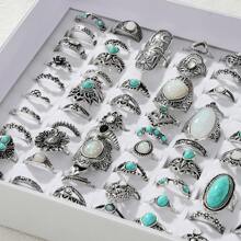 40入組獨特哥德風格混合戒指套裝，人造寶石，適用於度假、派對、約會、日常、節慶、家庭、朋友禮物（不含盒裝）